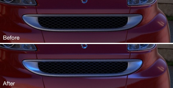 Grille before and after enhancement with HDR Light Studio