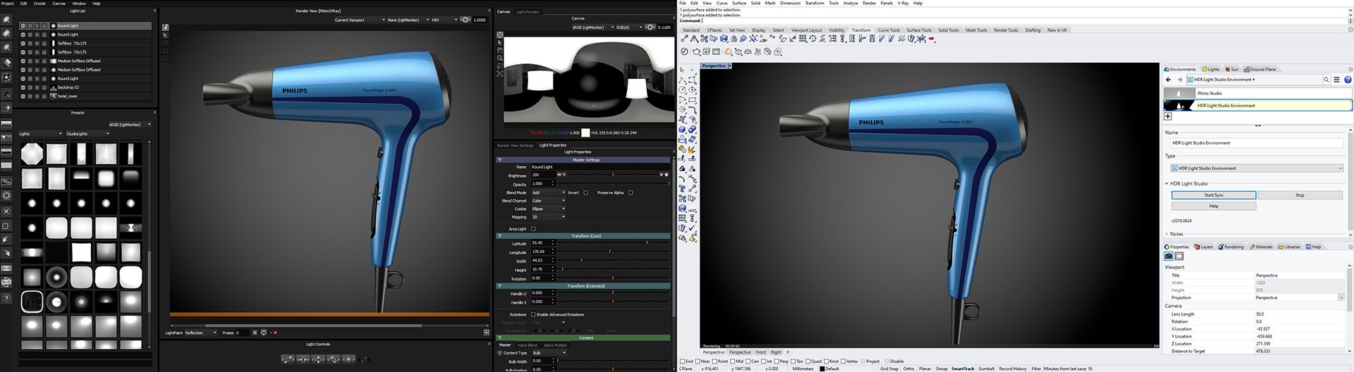 HDR Light Studio connected to Rhino 3D
