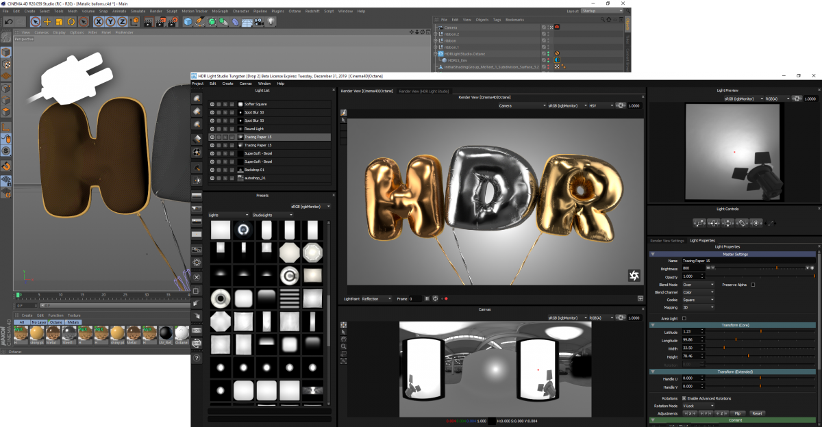 HDR Light Studio tethered to Cinema 4D